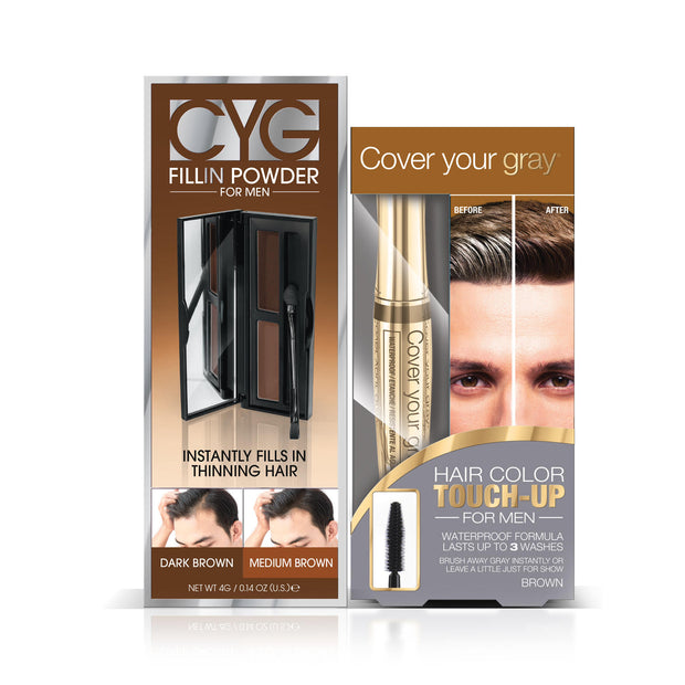 Father's Day Bundle:  Fill in Powder Pro for Men & Waterproof Touchup - Cover Your Gray - Cover Gray Hair, Roots, and Thinning Hair in Seconds