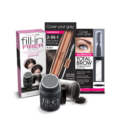 Cover Your Gray Fill-in Fiber, 2-in-1 Waterproof Touch-Up & Total Brow 3-PC SET - coveryourgray