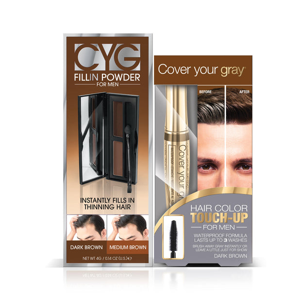 Father's Day Bundle:  Fill in Powder Pro for Men & Waterproof Touchup - Cover Your Gray - Cover Gray Hair, Roots, and Thinning Hair in Seconds